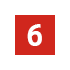 A white number 6 is centered on a small red square background.