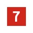 A white number 7 is centered on a red square background.