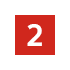 A white number 2 centered inside a red square on a black background.