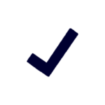 A simple, bold black checkmark on a white background.